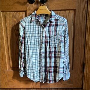 Abercrombie & Fitch Red and Blue Button Down Shirt